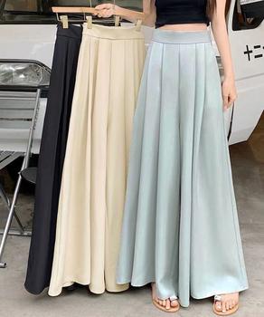 タック入りスカンツワイドパンツレディース 送料無料 即日発送-7