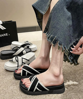 厚底サンダル ねじり配色クロスサンダル夏 送料無料 即日発送-0