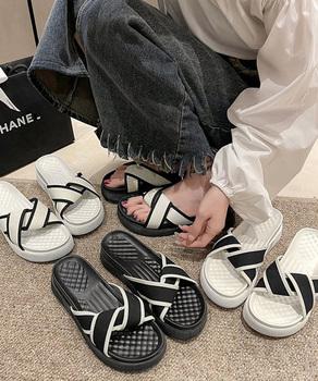 厚底サンダル ねじり配色クロスサンダル夏 送料無料 即日発送-3