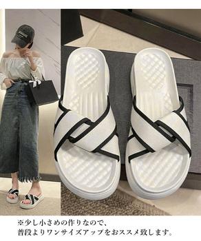 厚底サンダル ねじり配色クロスサンダル夏 送料無料 即日発送-5