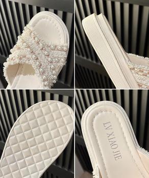 厚底サンダル パール付き クロスサンダル 送料無料 即日発送-3