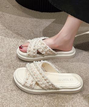 厚底サンダル パール付き クロスサンダル 送料無料 即日発送-8