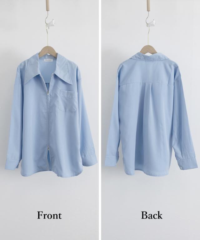 ダブルジップシャツ シャツカーディガン白 送料無料 即日発送-2