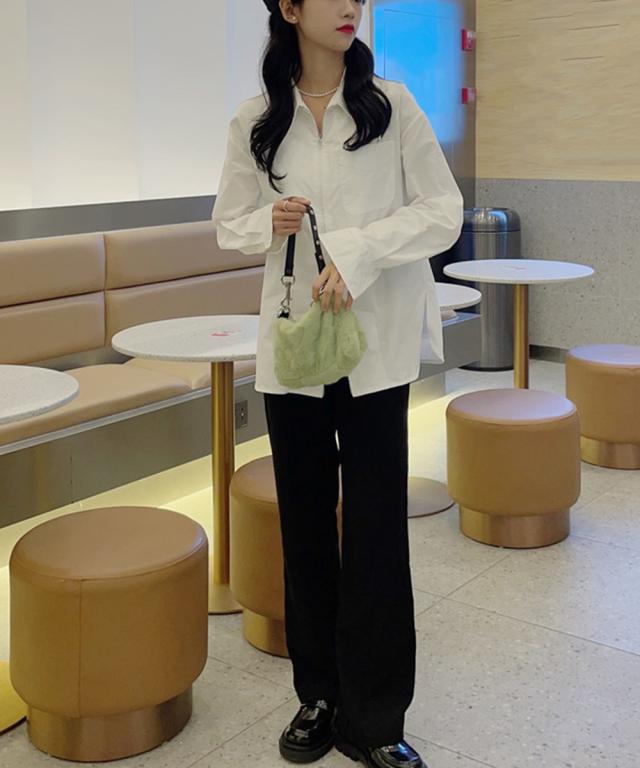 ダブルジップシャツ シャツカーディガン白 送料無料 即日発送-6