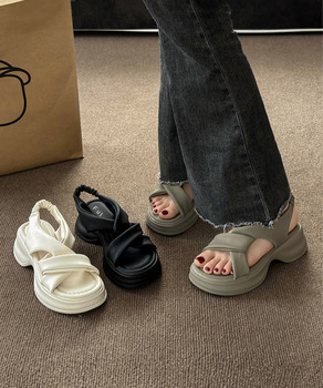 厚底サンダル レディース クロスベルト 送料無料 即日発送-0