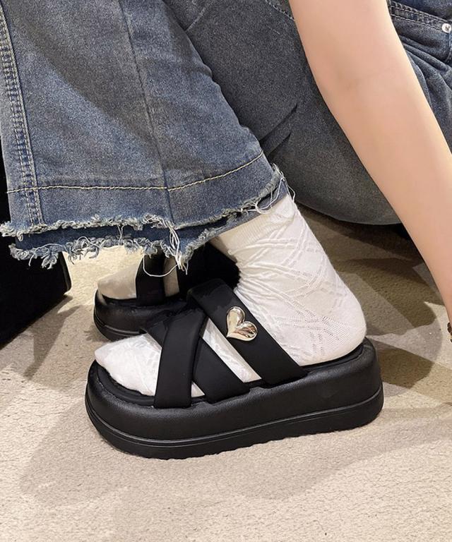 厚底 ミュールサンダル クロスベルト 夏 送料無料 即日発送-2