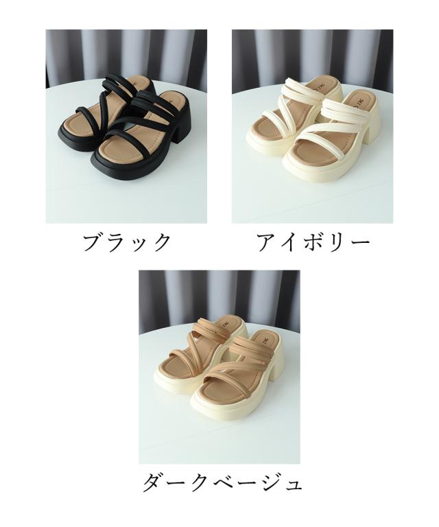 ミュールサンダル 厚底 太ヒール 美脚夏 送料無料 即日発送-1