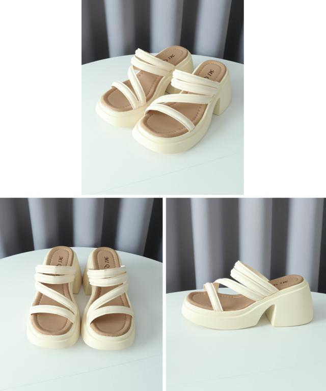 ミュールサンダル 厚底 太ヒール 美脚夏 送料無料 即日発送-7