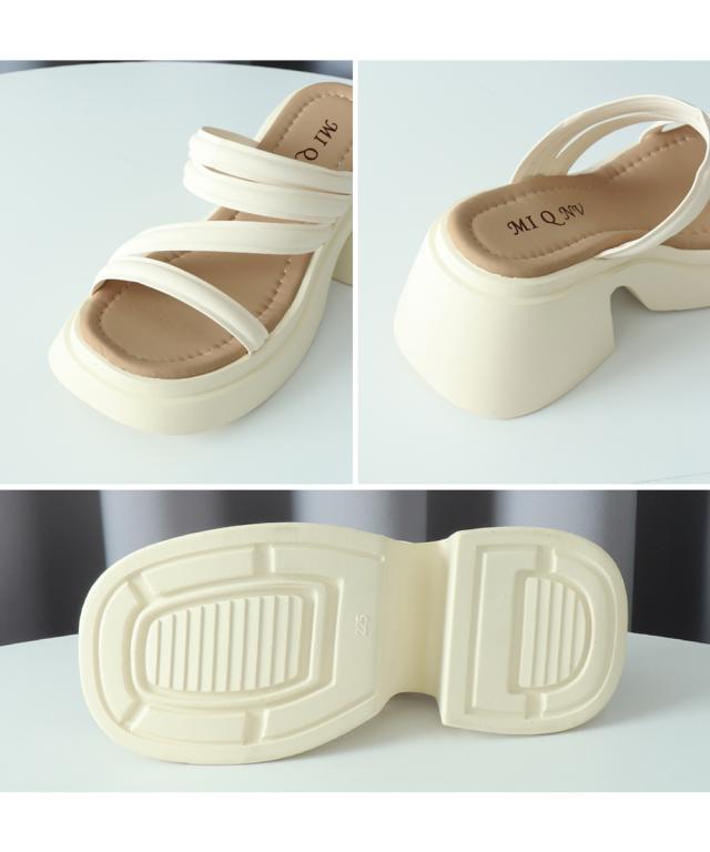 ミュールサンダル 厚底 太ヒール 美脚夏 送料無料 即日発送-8