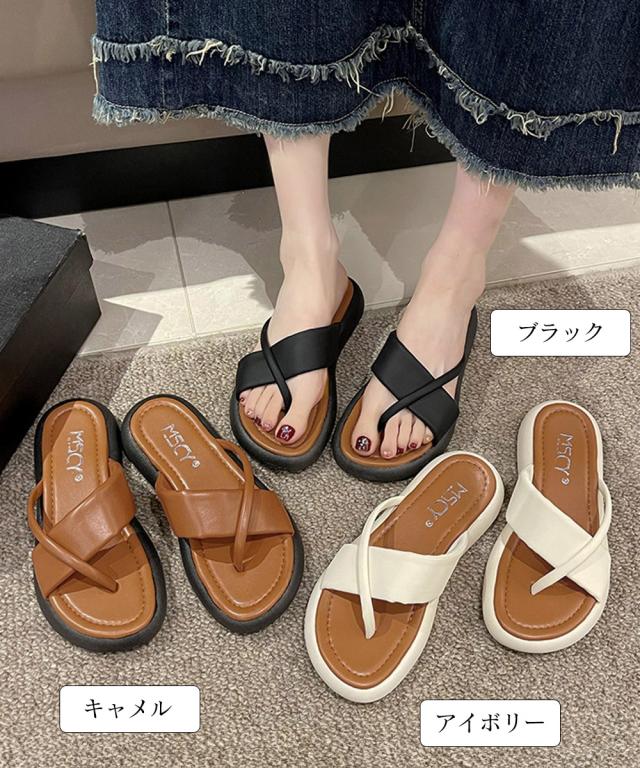 トングサンダル 厚底サンダル 美脚 夏靴 送料無料 即日発送-1