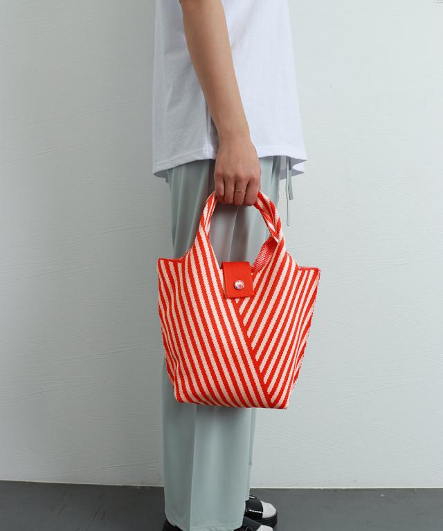 ストライプニットバッグ ミニバッグ 送料無料 即日発送-4