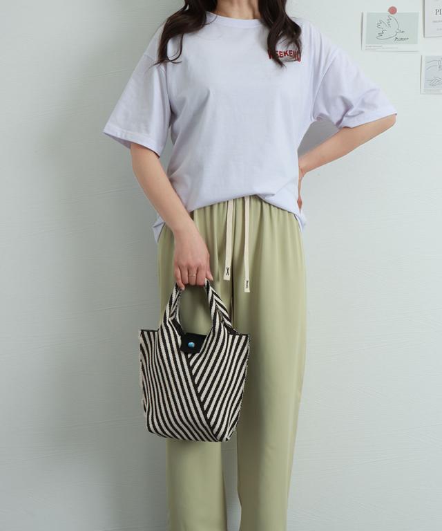 ストライプニットバッグ ミニバッグ 送料無料 即日発送-5