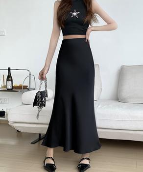 サテンマーメイドスカート ハイウエスト 送料無料 即日発送-2