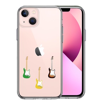 iPhone13 ケース クリア カラフル ギター スマホケース 側面ソフト 背面ハード ハイブリッド  送料無料-0
