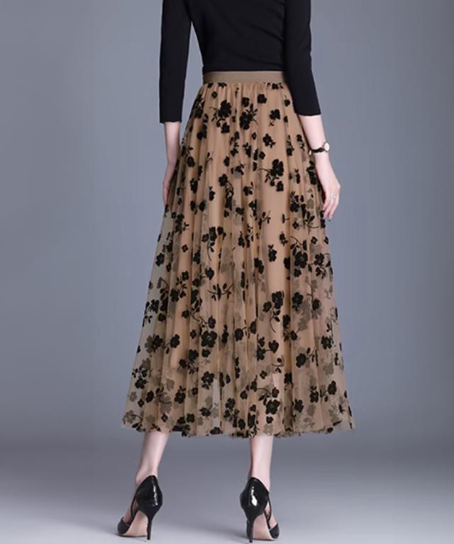 チュールスカート花柄フロッキープリント 送料無料 即日発送-8