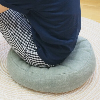 インド綿フロアラウンドクッション ライトグリーン 送料無料-1