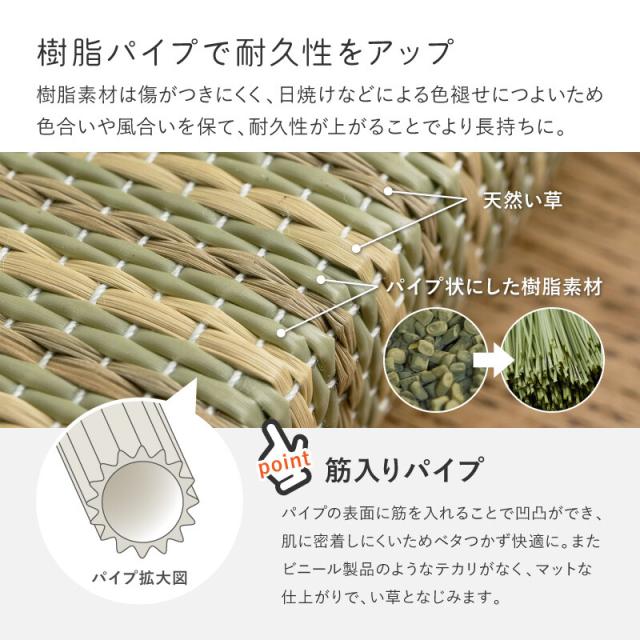 い草×樹脂パイプ ハイブリッド 置き畳 縁なし 滑り止め 綾瀬 1枚82cm 9枚組 送料無料-4