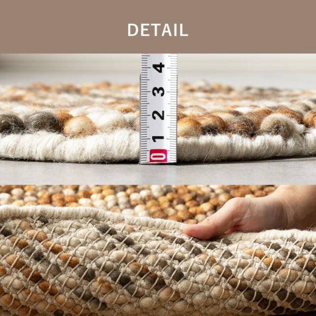ラグマット 円型 直径約90cm ウール100% 手織り ホット対応 ぽこぽこ 4カラー 送料無料-10