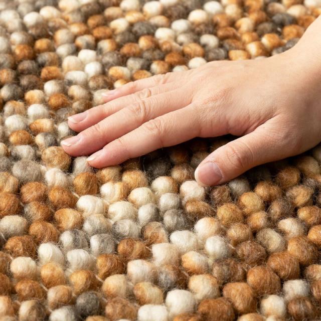 ラグマット 円型 直径約90cm ウール100% 手織り ホット対応 ぽこぽこ 4カラー 送料無料-3