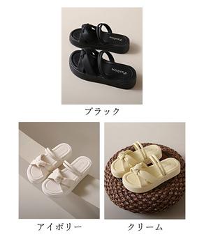 厚底サンダル レディース リボン 送料無料 即日発送-1