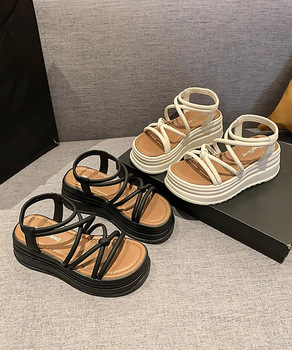 厚底 ストラップサンダル 美脚 夏靴 送料無料 即日発送-0