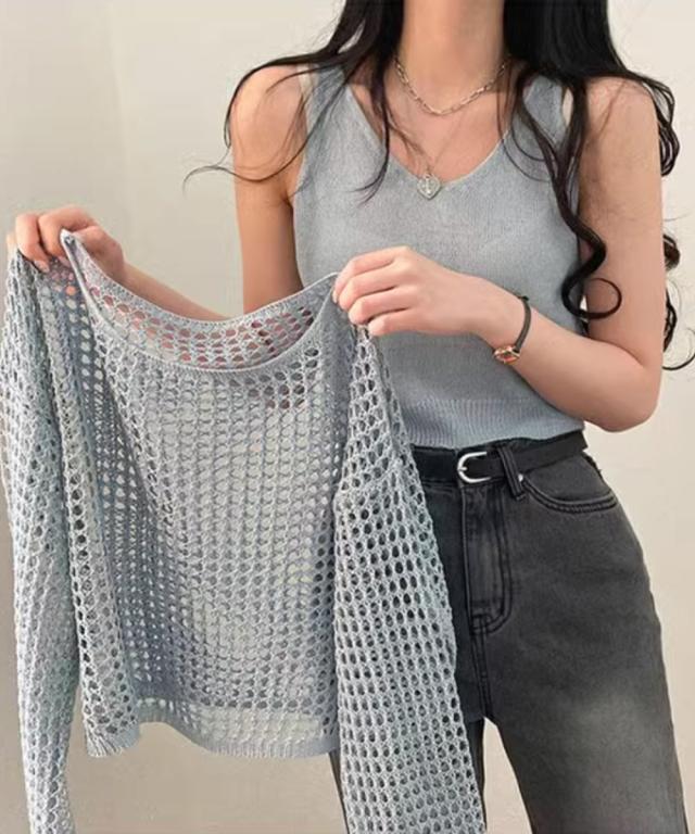 メッシュニット タンクトップ 2点セット 送料無料 即日発送-8