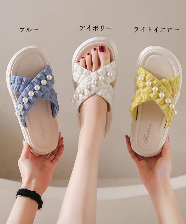 クロスベルト厚底サンダルスリッパサンダル 送料無料 即日発送-1