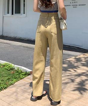 ハイウエスト デニムカラーパンツ 送料無料 即日発送-6