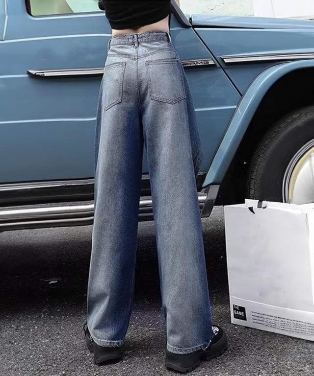 デニムワイドパンツ サイドダメージ 送料無料 即日発送-7