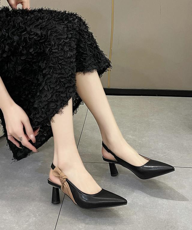 ハイヒールパンプス ポインテッドトゥ配色 送料無料 即日発送-4