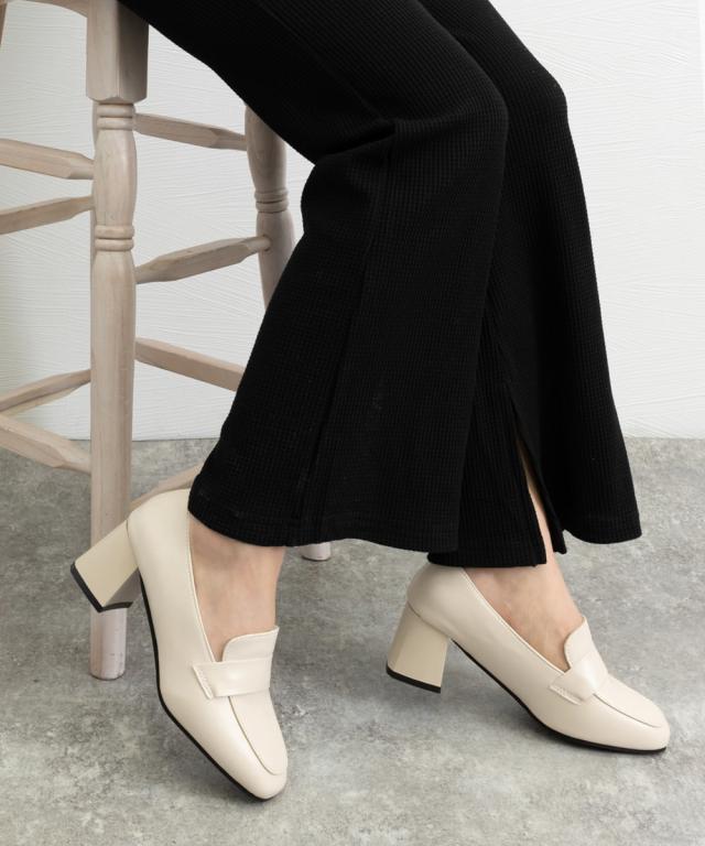 ローファーパンプス チャンキーヒール靴 送料無料 即日発送-5