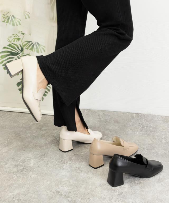 ローファーパンプス チャンキーヒール靴 送料無料 即日発送-7