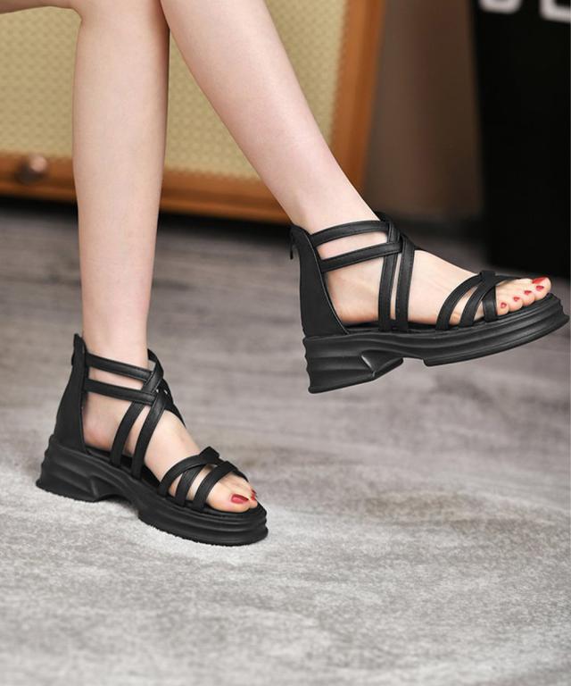 厚底サンダル ストラップサンダル美脚夏靴 送料無料 即日発送-5