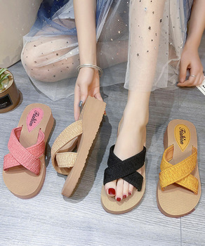 厚底サンダルジュート風クロスサンダル美脚 送料無料 即日発送-0