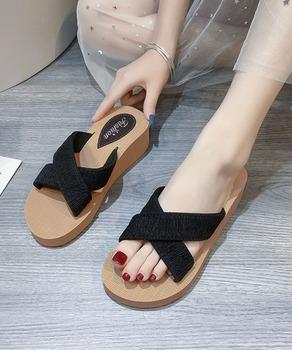 厚底サンダルジュート風クロスサンダル美脚 送料無料 即日発送-2