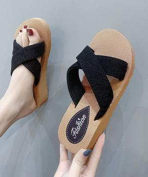 厚底サンダルジュート風クロスサンダル美脚 送料無料 即日発送-4