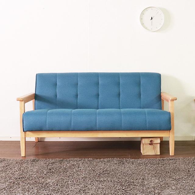 ソファー 飽きのこない2人掛けソファ ブルー 送料無料-1