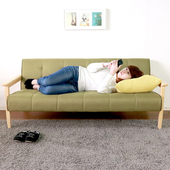 ソファー 飽きのこない3人掛けソファ グリーン 送料無料-1