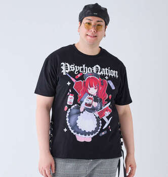 大きいサイズ PSYCHO NATION サイコ×寝田ルネ ナース半袖Tシャツ 3L 4L 5L 6L ラッピング可 送料無料 即日発送-0