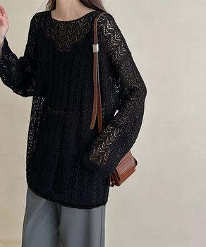 透かし編み ゆるニットプルオーバー 送料無料 即日発送-4