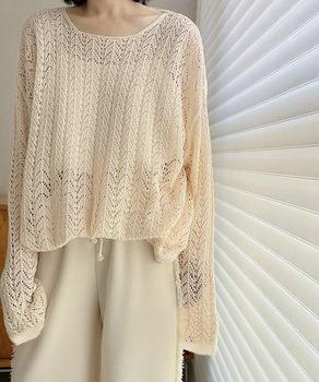 透かし編み ゆるニットプルオーバー 送料無料 即日発送-7