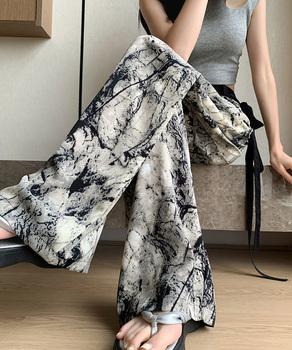 総柄ワイドパンツレディースウエストリボン 送料無料 即日発送-6