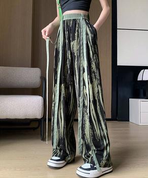 総柄ワイドパンツレディースウエストリボン 送料無料 即日発送-8