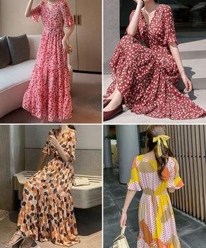 花柄ワンピース5分袖ティアードワンピース 送料無料 即日発送-9