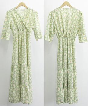 花柄ワンピース5分袖ティアードワンピース 送料無料 即日発送-2