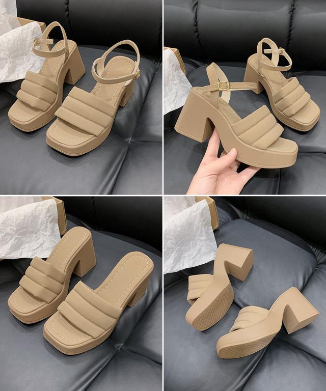 ミュール厚底サンダルスクエアトゥ 送料無料 即日発送-2