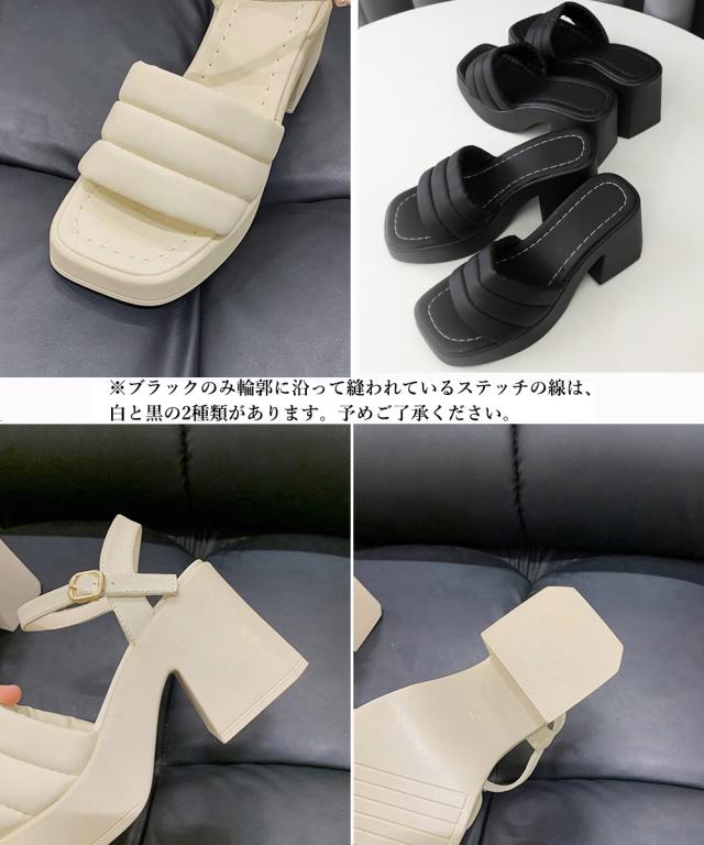 ミュール厚底サンダルスクエアトゥ 送料無料 即日発送-3