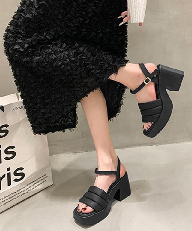 ミュール厚底サンダルスクエアトゥ 送料無料 即日発送-4