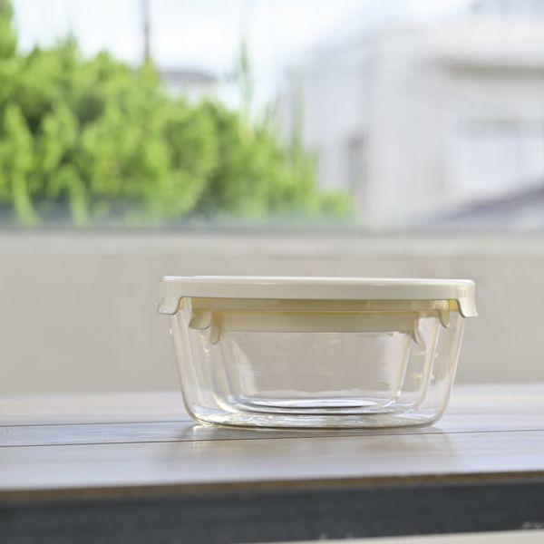 耐熱ガラス製保存容器丸3個オフホワイト 2セット 送料無料 即日発送-2
