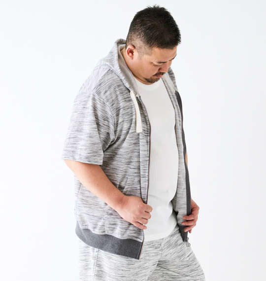 大きいサイズ OUTDOOR PRODUCTS インレイ流し杢裏毛半袖フルジップパーカー 3L 4L 5L 6L 7L  MC842251-62074 ラッピング可 送料無料 即日発送-2